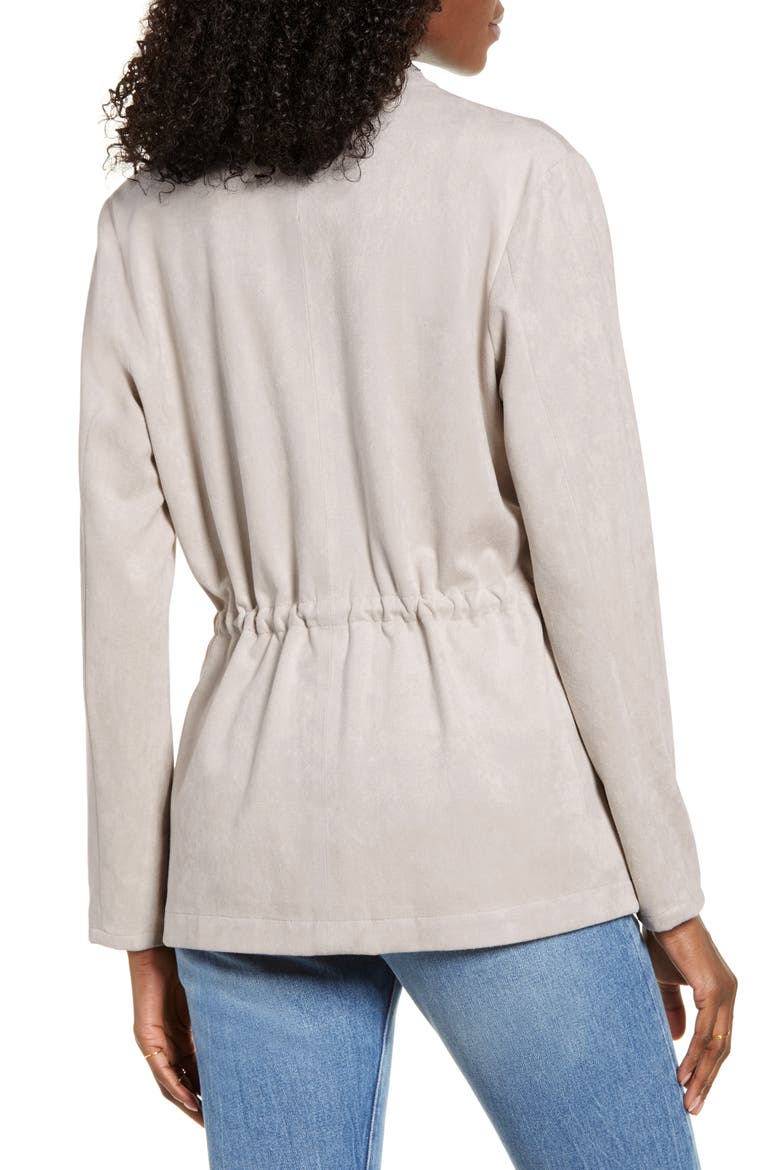 Faux Suede Drapey Jacket, Alternate, color, OFF THE GRID
