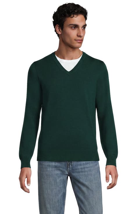 Fine Gauge Cotton V-neck Sweater