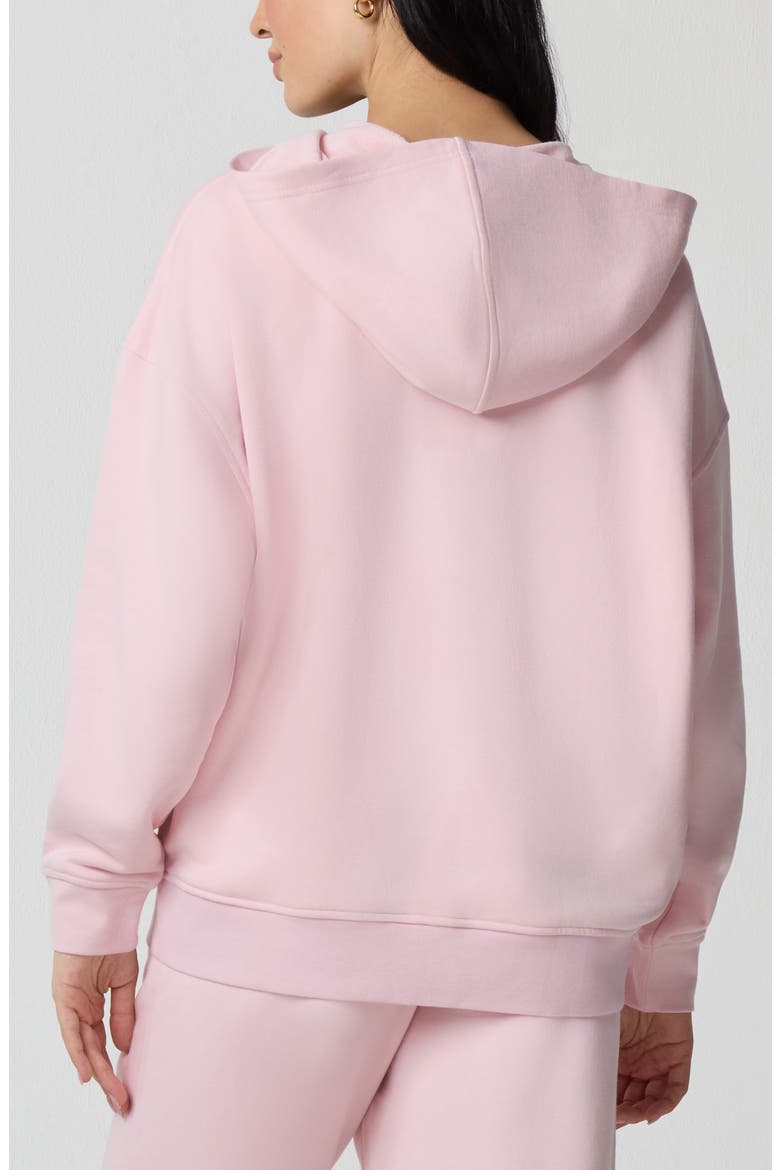 Crystal Bow Front Zip Hoodie, Alternate, color, BALLET SLIPPER