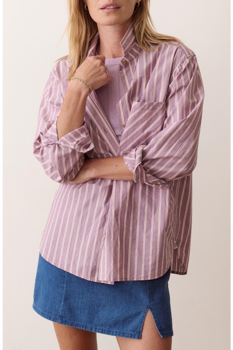 Jane Relaxed Pima Cotton Shirt, Main, color, PURPLE STRIPE