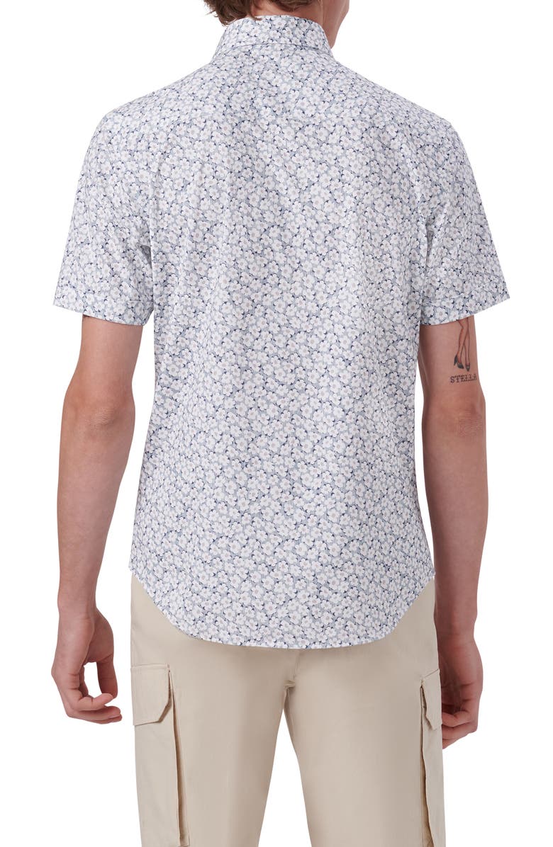 Bugatchi Miles OoohCotton<sup>®</sup> Floral Short Sleeve Button-Up Shirt, Alternate, color, 