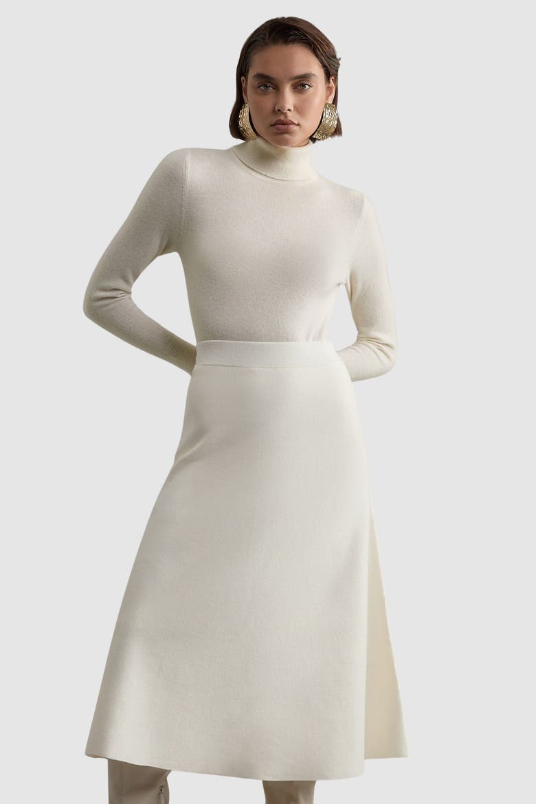 Milano Knit Full Midi Skirt, Alternate, color, Cream