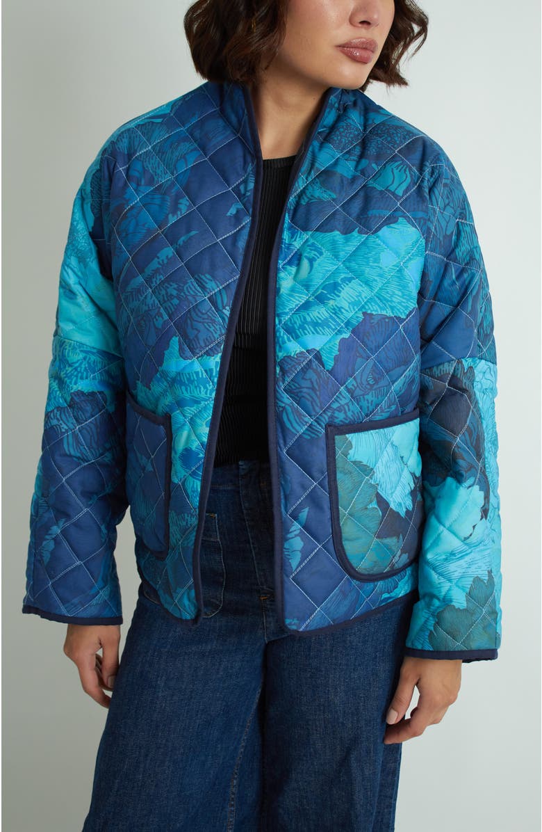 Florencia Davalos Marcia Reversible Jacket, Alternate, color, Floral Camo Blue And Green