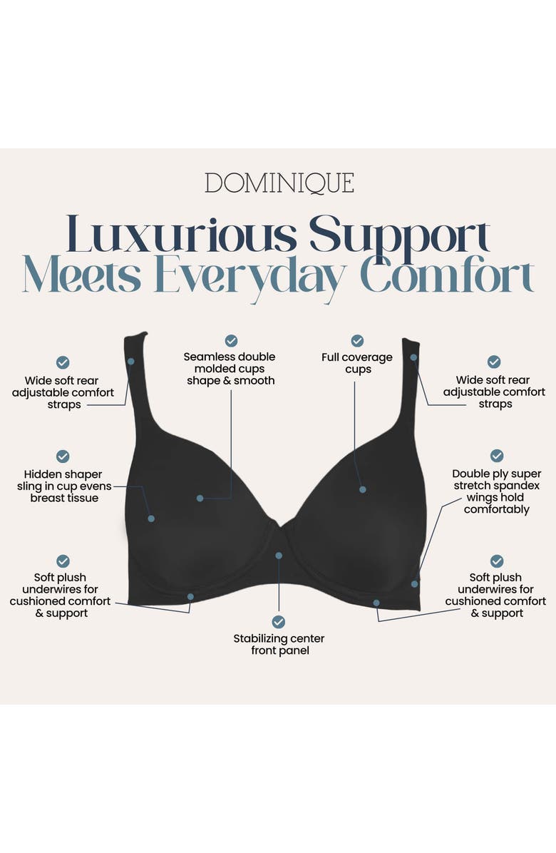 Dominique Intimates Marlena Seamless Shaping Bra, Alternate, color, Black
