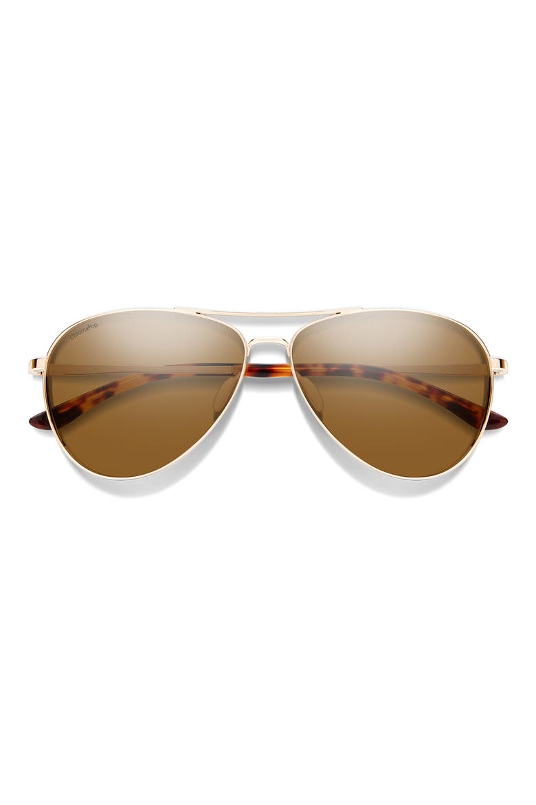 Langley II 61mm ChromaPop™ Polarized Aviator Sunglasses, Main, color, GOLD / BROWN