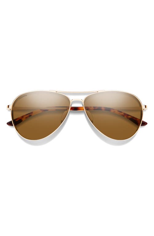 Smith Langley Ii 61mm Chromapop™ Polarized Aviator Sunglasses In Gold/brown
