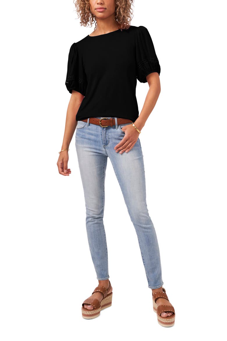 Puff Sleeve Top, Alternate, color, RICH BLACK