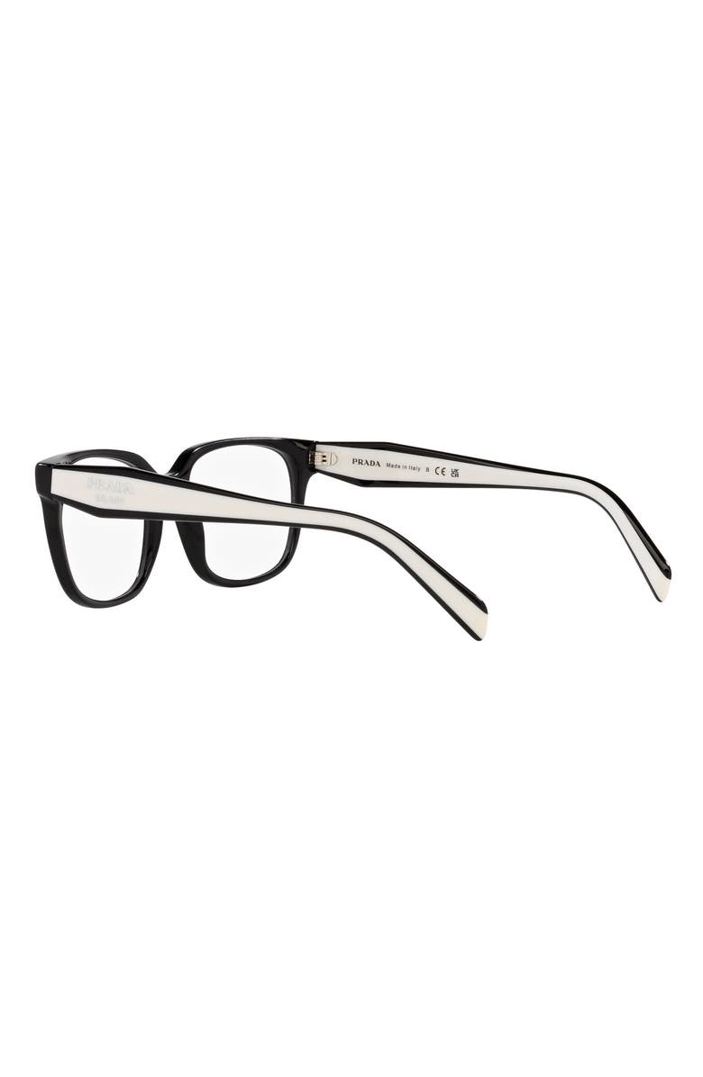 Prada 54mm Rectangular Optical Glasses, Alternate, color, Black