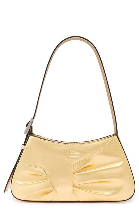 Mini Leena Crosshatched Metallic Leather Shoulder Bag