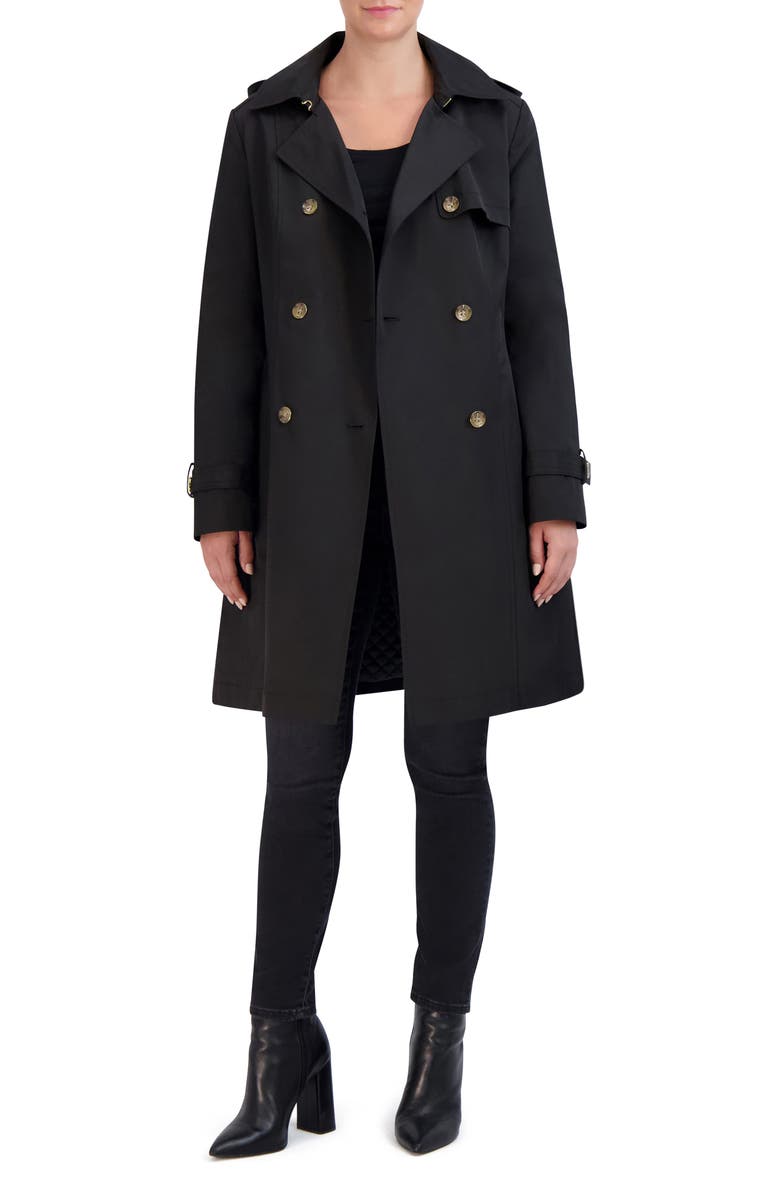 Cole Haan Signature Insulated Double Breasted Hooded Trench Coat, Alternate, color, 