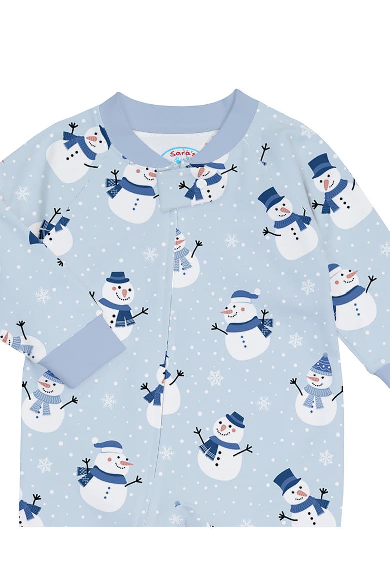 Loose Fit Cozy Zip Up Footed Pajama, Alternate, color, Gentle Snowman