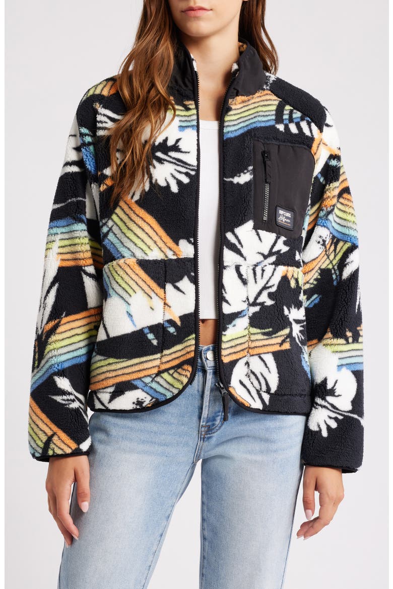 High Tide Hoffman Polar Fleece Zip Jacket, Main, color, BLACK/ MULTI