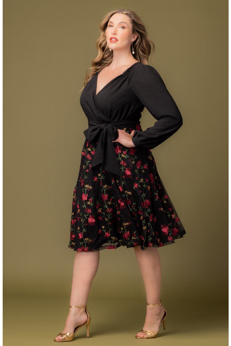 Chelsea Embroidered Long Sleeve Cocktail Dress, Alternate, color, FLORAL FLARE
