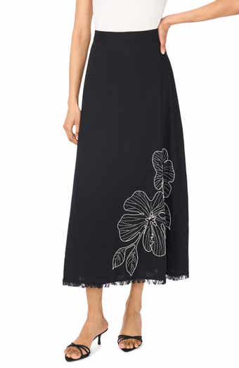 Placed Embroidered Floral Skirt