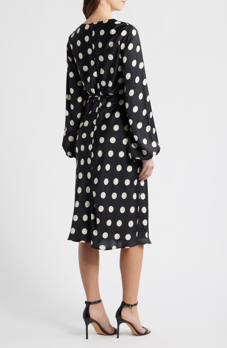 Sam Edelman Dot Long Sleeve Midi Dress, Alternate, color, Black