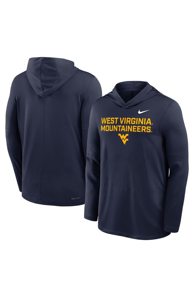 Nike Men's Nike Navy West Virginia Mountaineers 2025 Sideline Performance Long Sleeve Hoodie T-Shirt, Alternate, color, Navy