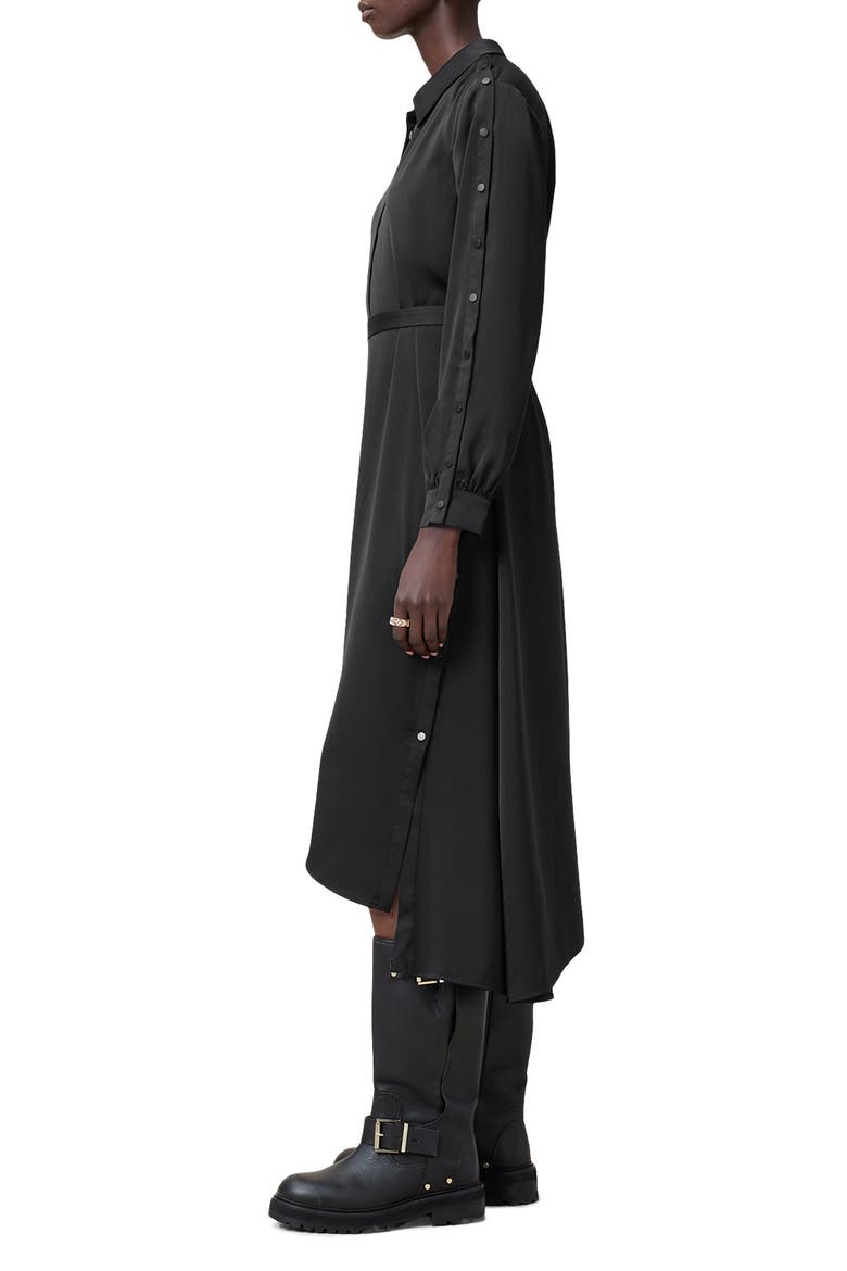 Lexi Long Sleeve High-Low Shirtdress, Alternate, color, BLACK