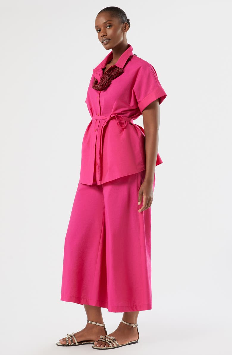 Marina Rinaldi Vetrino Tie Waist Shirt, Alternate, color, Fuchsia
