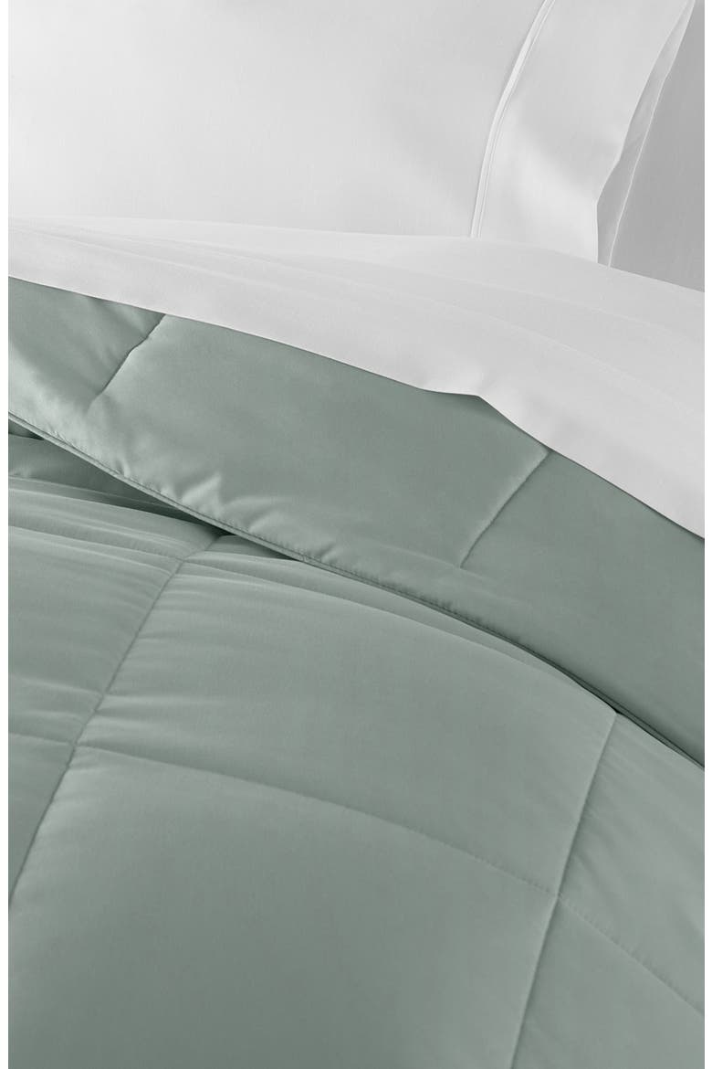 All Season Premium Down Alternative Solid Comforter, Alternate, color, EUCALYPTUS