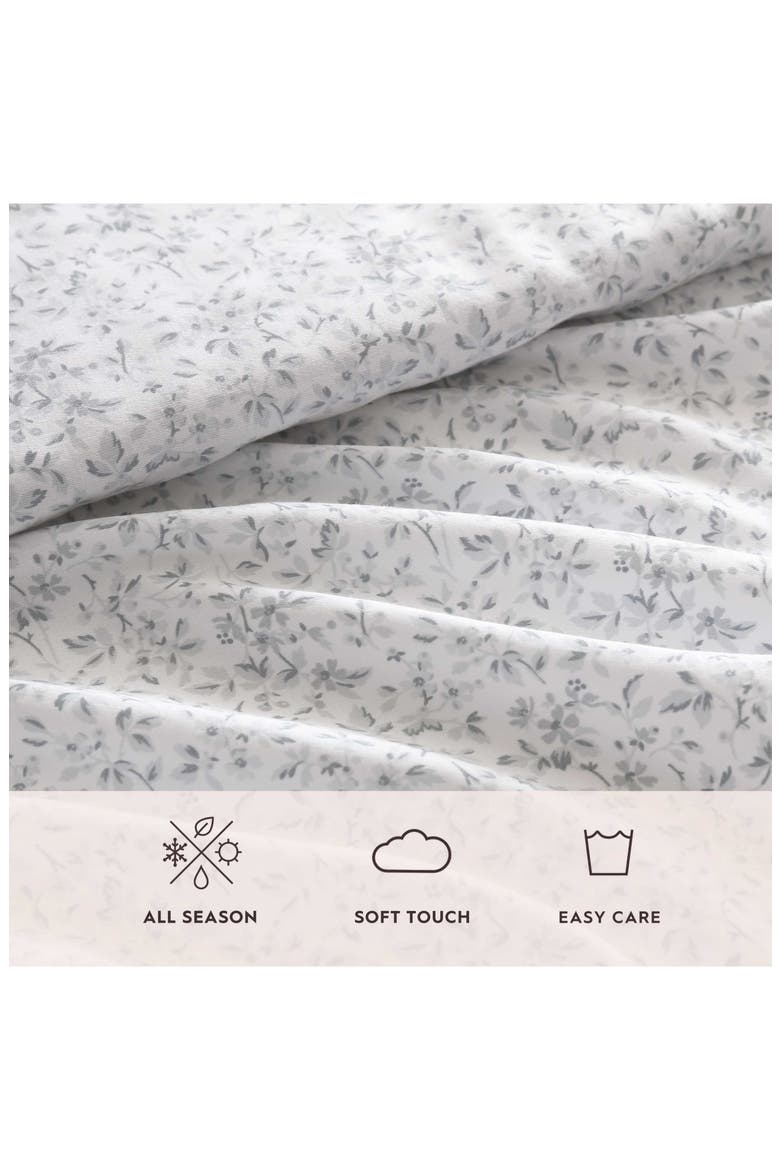 Tierney Floral 300 Thread Count Cotton Sateen Sheet Set, Alternate, color, LIGHT-PASTEL GREY