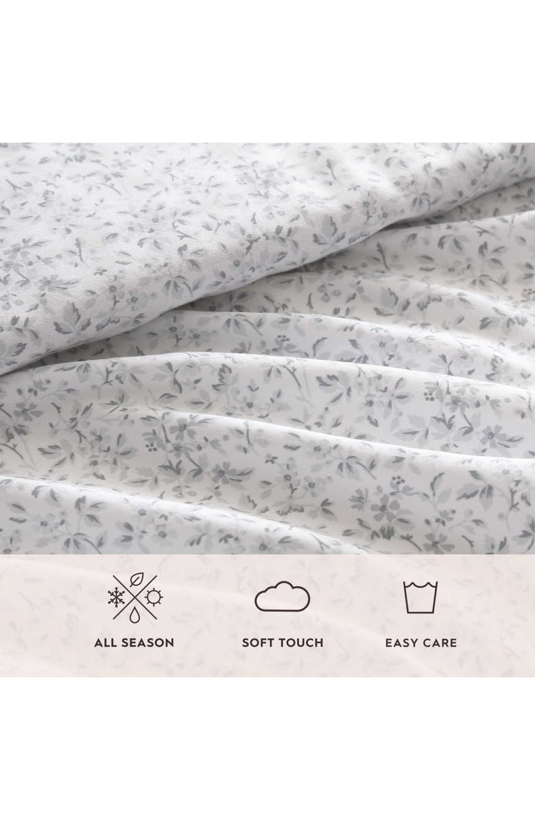 Laura Ashley Tierney Floral 300 Thread Count Cotton Sateen Sheet Set, Alternate, color, Light-Pastel Grey