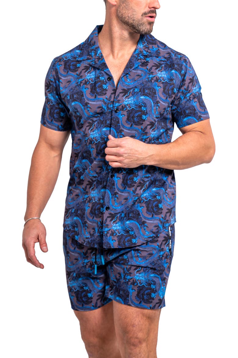 Liondragon Blue Swim Trunks, Alternate, color, BLUE