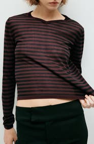 MANGO Stripe V-Neck Sweater