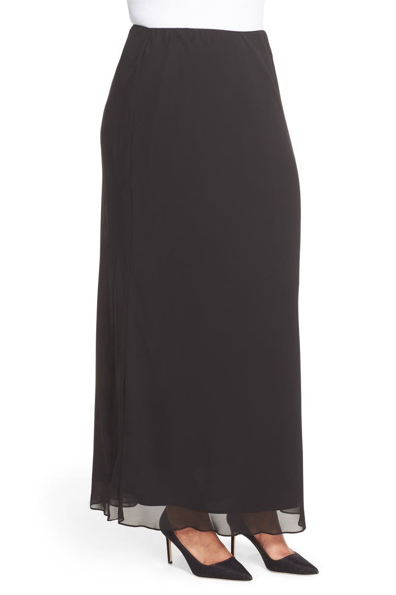 Chiffon Maxi Skirt, Alternate, color, BLACK