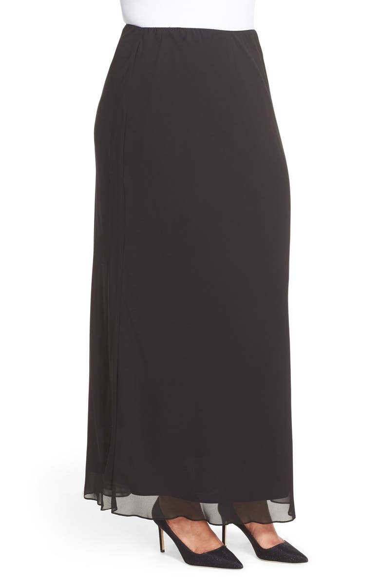 Alex Evenings Chiffon Maxi Skirt, Alternate, color, Black