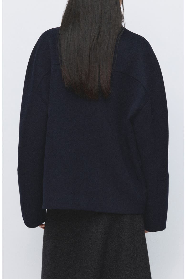 Funnel Neck Wool Coat, Alternate, color, NAVY