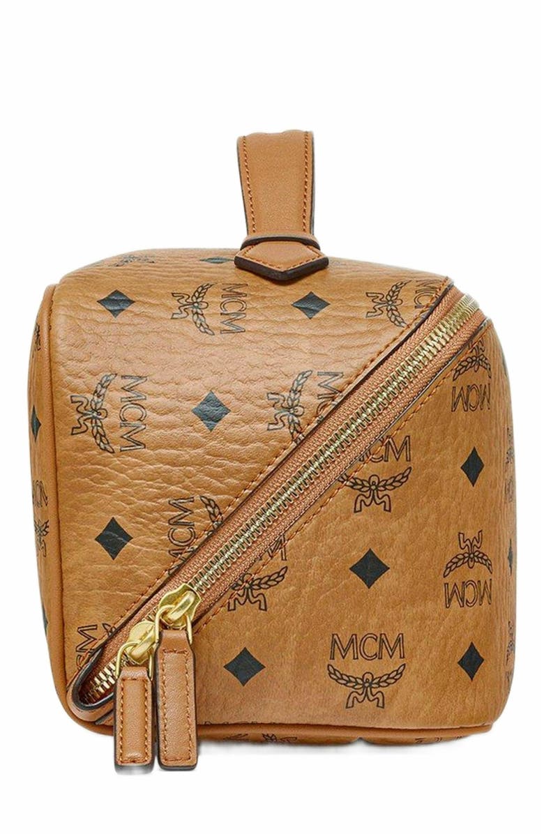 MCM Ottomar Toiletry Bag in Visetos, Alternate, color, 