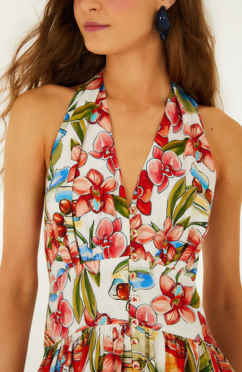 FARM Rio Cocktail Halter Maxi Dress, Alternate, color, Off-White