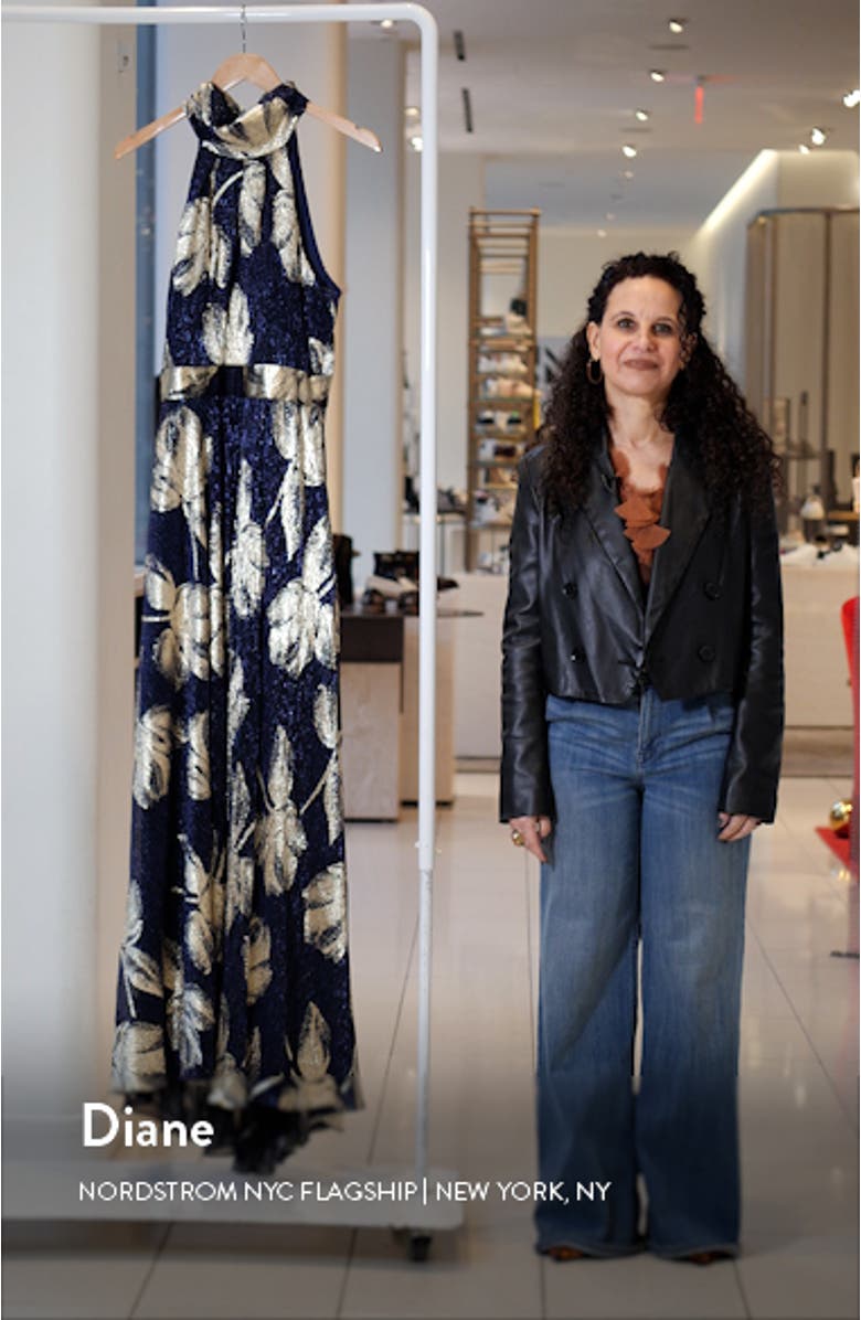 Foil Print Sleeveless Gown, sales video thumbnail