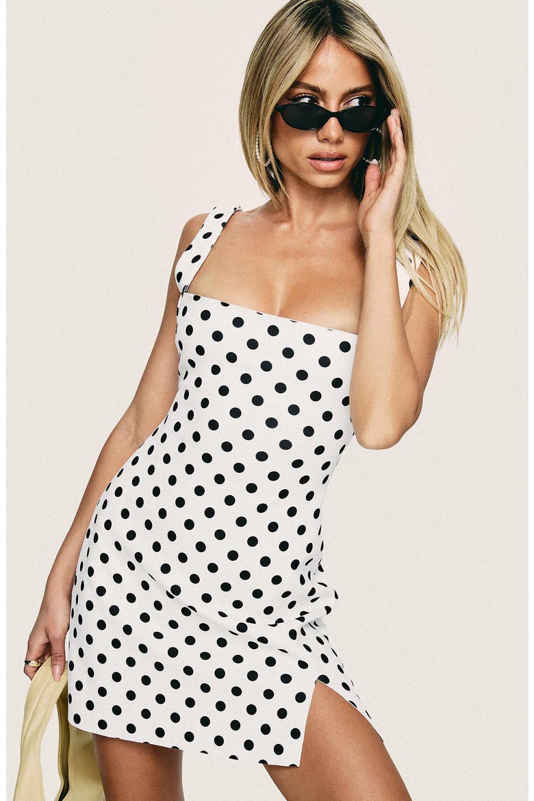Bombshell Polka Dot Minidress, Alternate, color, BLACK POLKA DOT
