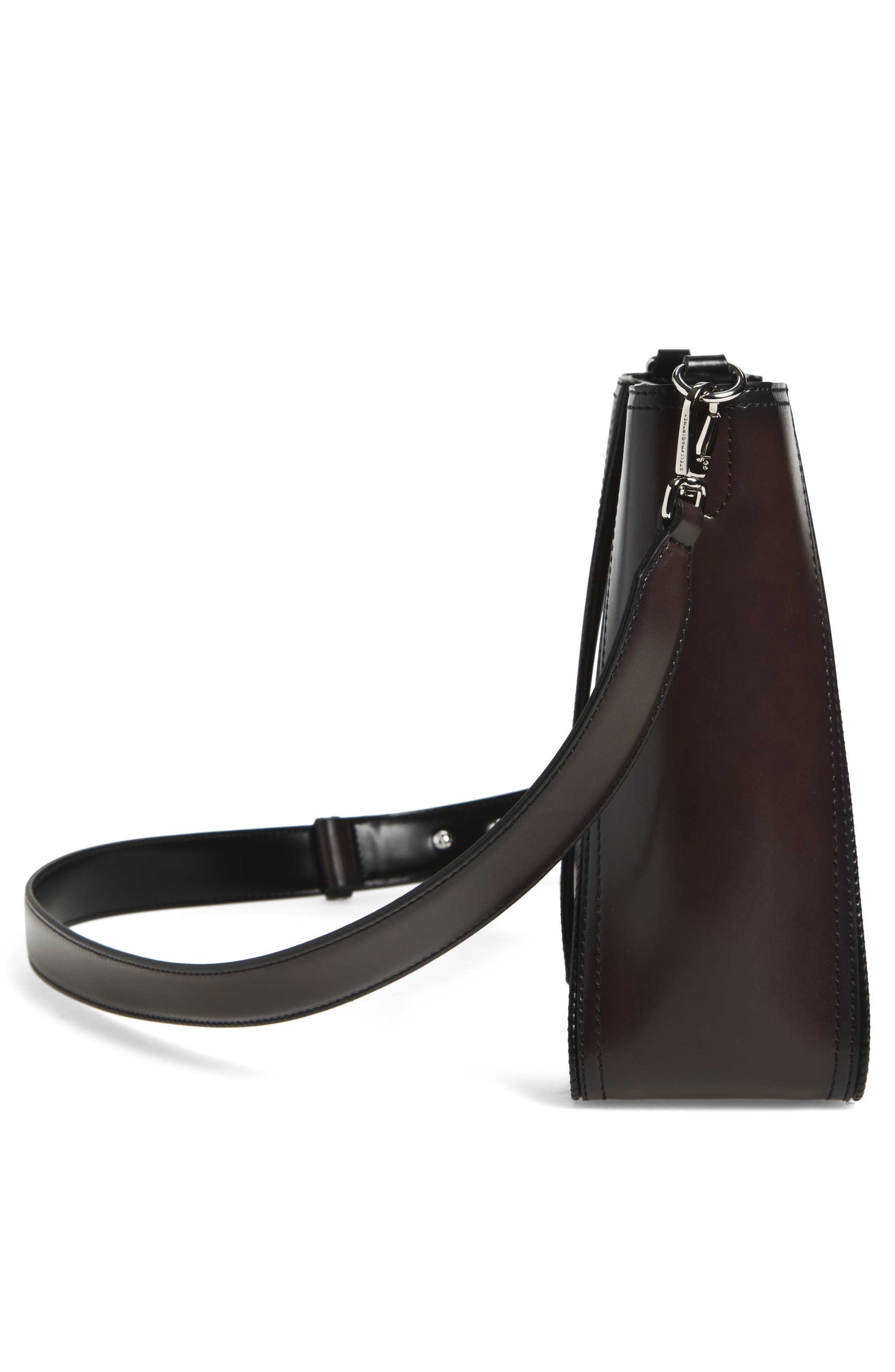 Stella McCartney Logo Faux Leather Crossbody Bag, Alternate, color, Black Brown