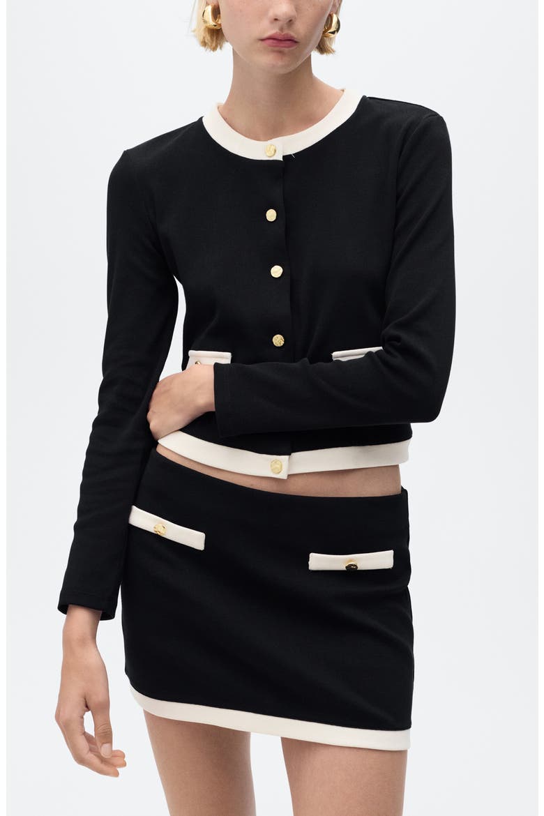 Contrast Knit Miniskirt, Alternate, color, BLACK