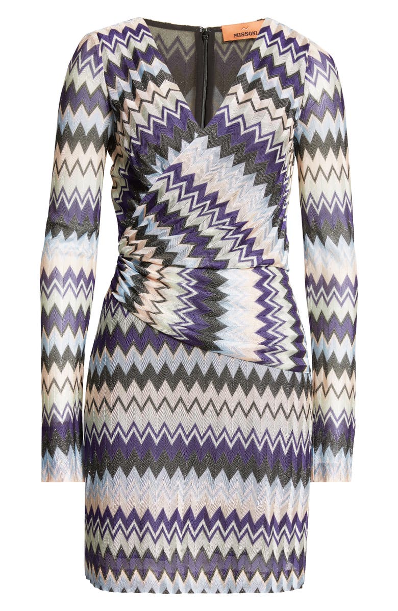 Missoni Zigzag Stripe Long Sleeve Faux Wrap Dress, Alternate, color, 