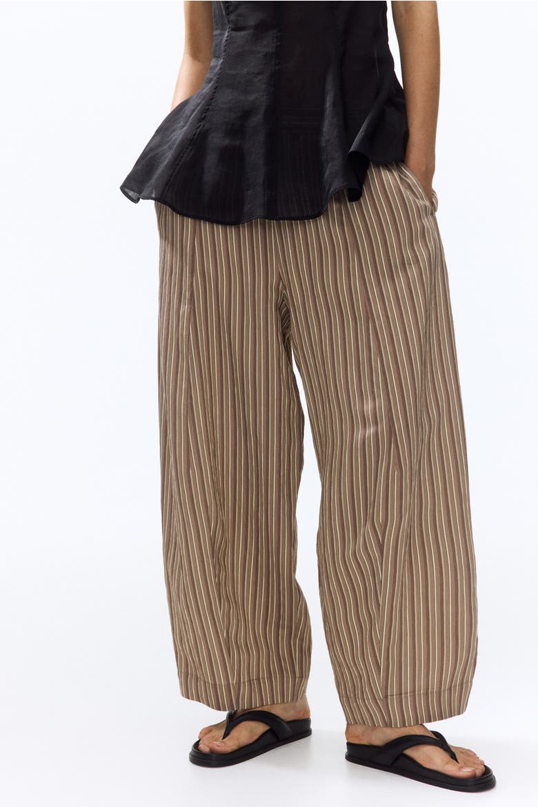 Modal-blend Barrel Trousers, Alternate, color, Dark beige/striped