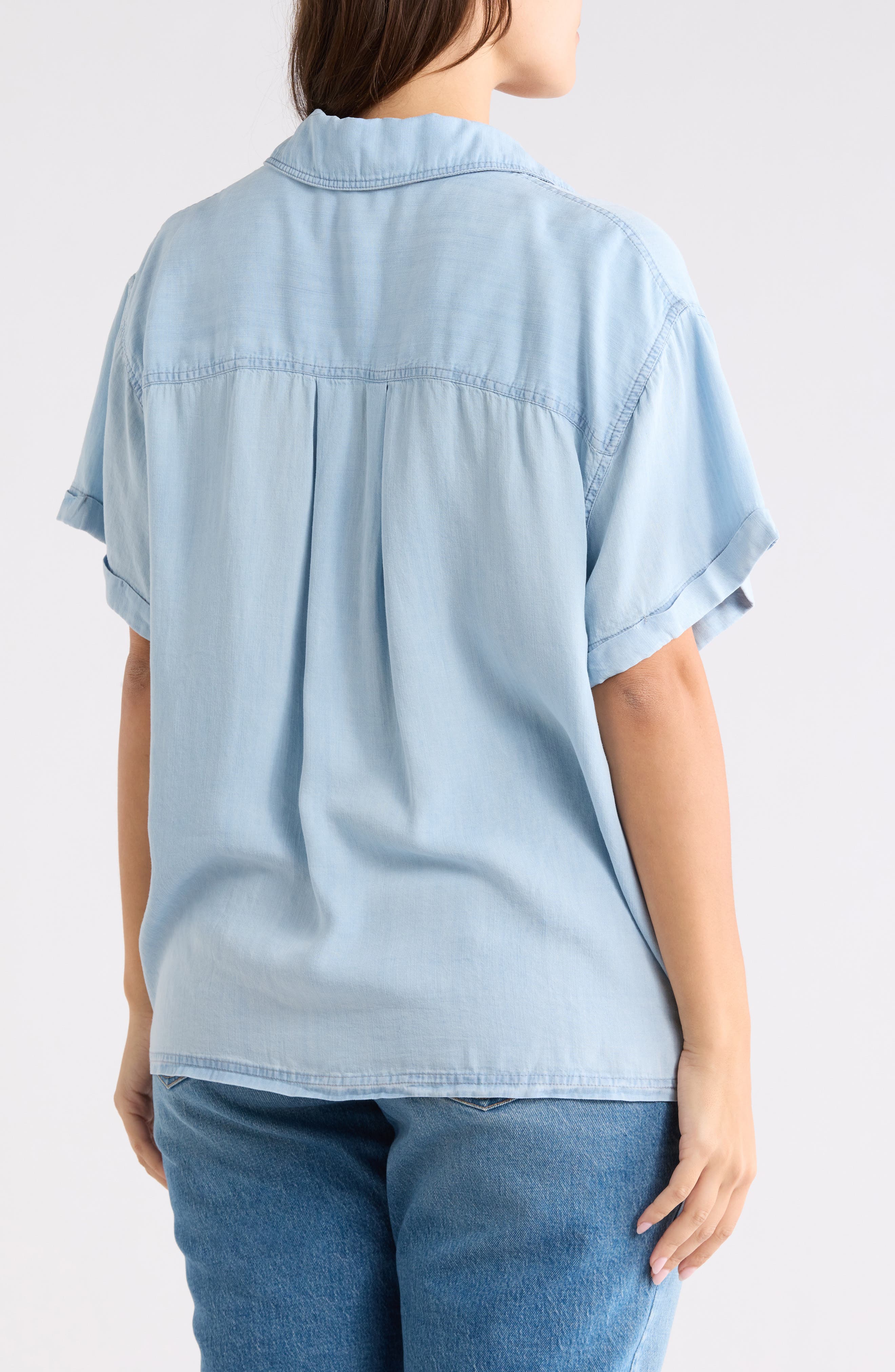 Short Sleeve Popover Denim Top - image 4