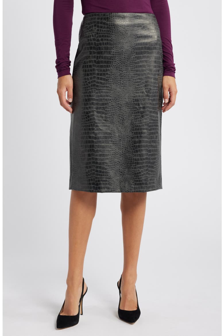 Skimmer Faux Leather Skirt, Main, color, NIGHT FALL