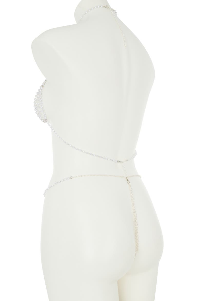 Vintage Lust Faux Pearl Bralette & G-String Set, Alternate, color, PEARL