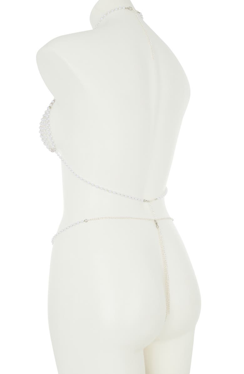 Roma Confidential Vintage Lust Faux Pearl Bralette & G-String Set, Alternate, color, Pearl