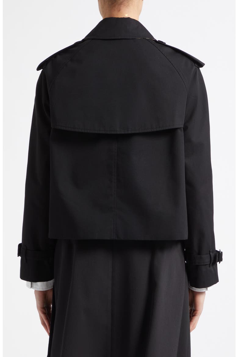 Haltye Cotton Gabardine Crop Trench Jacket, Alternate, color, BLACK