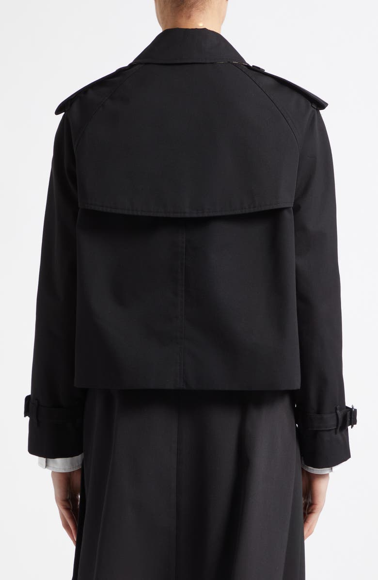 Burberry Haltye Cotton Gabardine Crop Trench Jacket, Alternate, color, Black