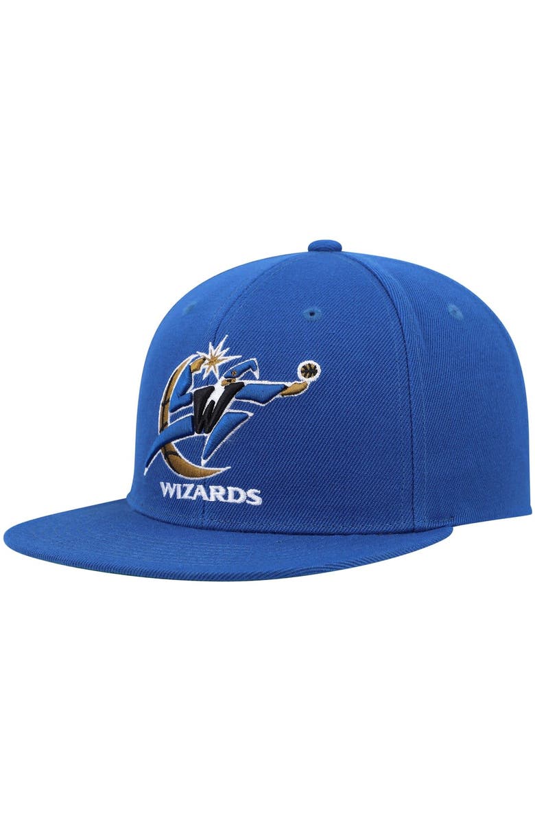 Mitchell & Ness Men's Mitchell & Ness Blue Washington Wizards Hardwood Classics Snapback Hat, Alternate, color,