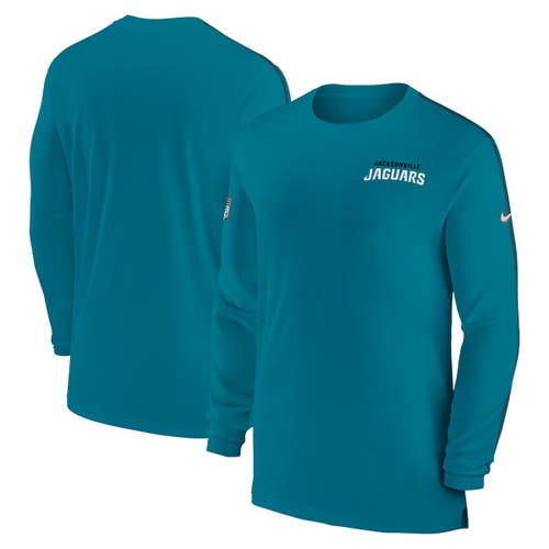 Nike Teal Jacksonville Jaguars Sideline Coach Uv Performance Long Sleeve T-shirt In Green