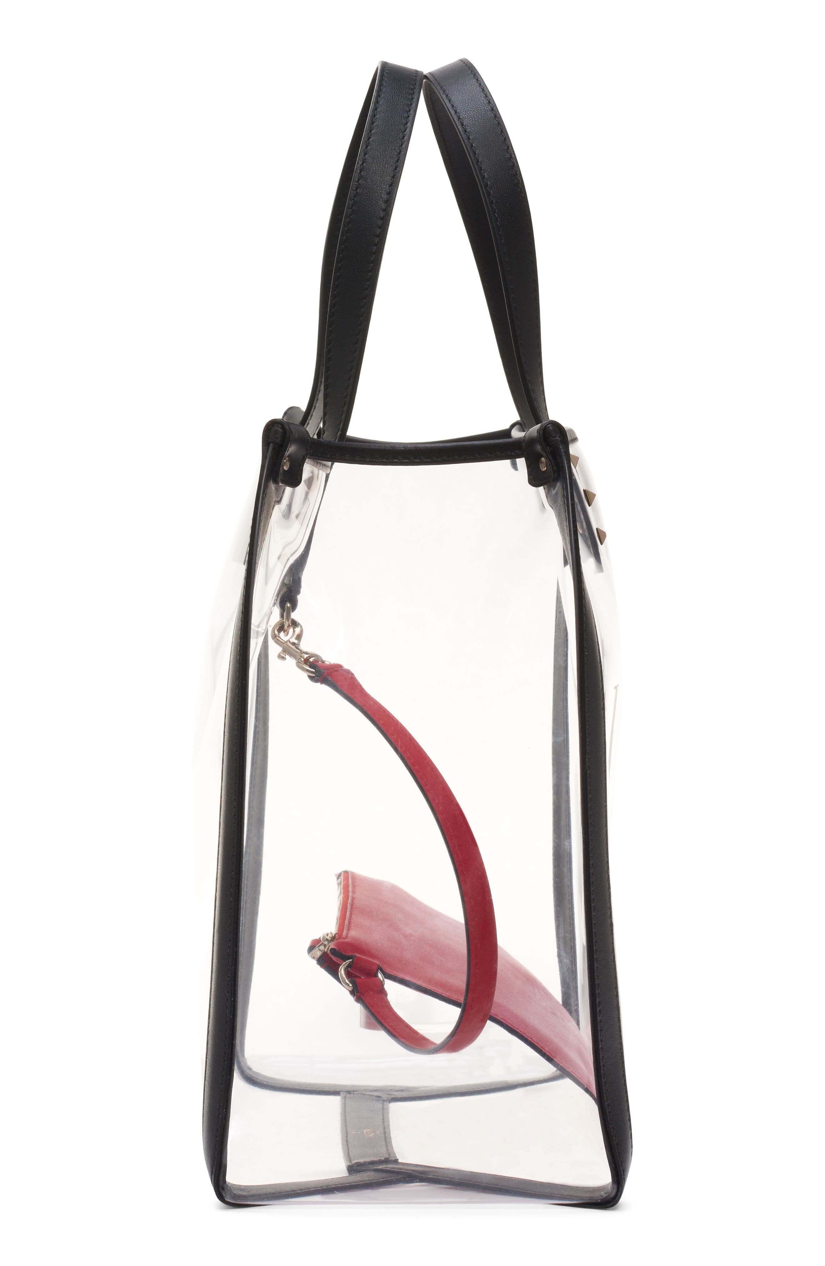 Valentino Garavani Small Grande Plage VLTN Logo Clear Tote, Alternate, color, 