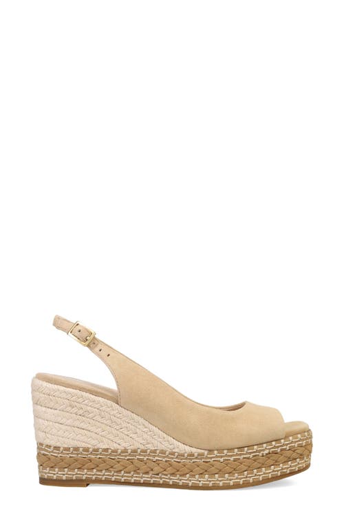 Pelle Moda Eleny Slingback Espadrille Platform Wedge Peep Toe Sandal In Latte