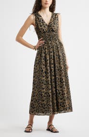 Nordstrom Print Smocked Waist Sleeveless Maxi Dress
