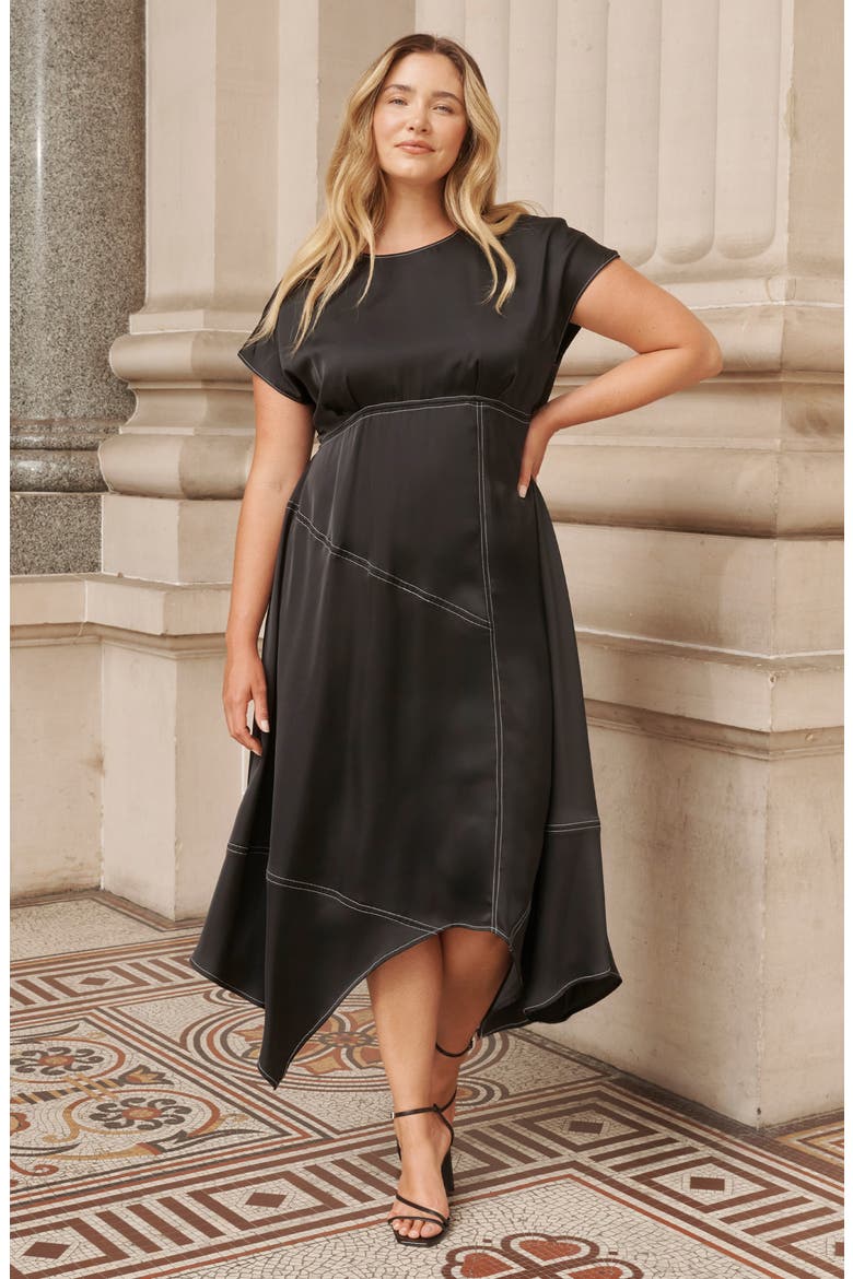 Josephine Handkerchief Hem Dress, Alternate, color, BLACK